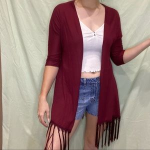 maroon cardigan